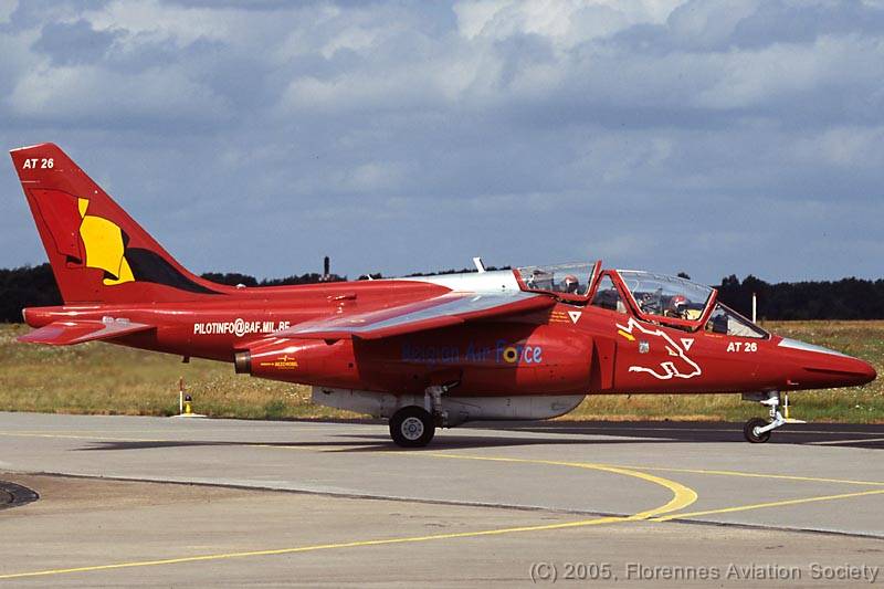 2002 AT-26 Alpha-Jet 002 AT-26 - The 2001-2003 demo aircraft carried this paint scheme. It is pictured upon arrival at Eggebek AB on 22 August 2003 for the airshow (Gilles Denis)